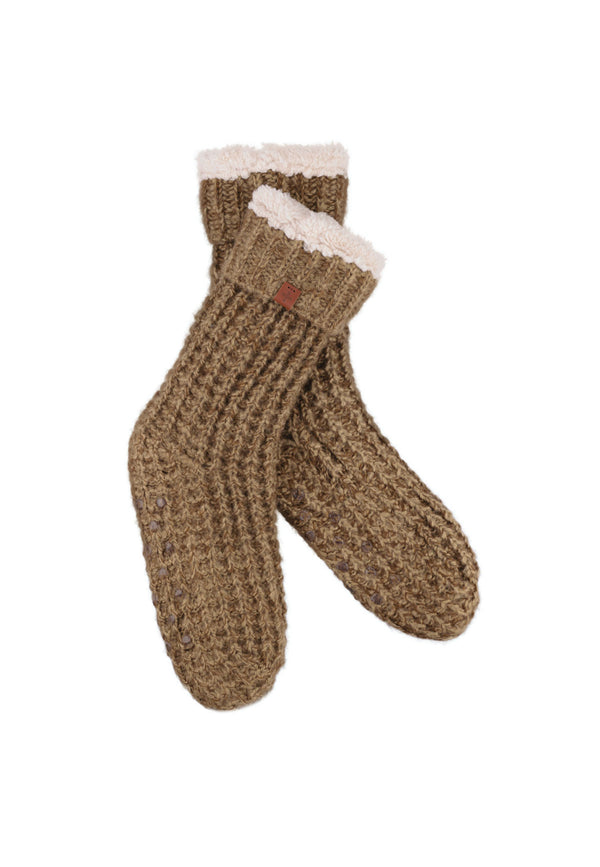 bickley mitchell Chunky Waffle Knit Teddy Lined Slipper Socks