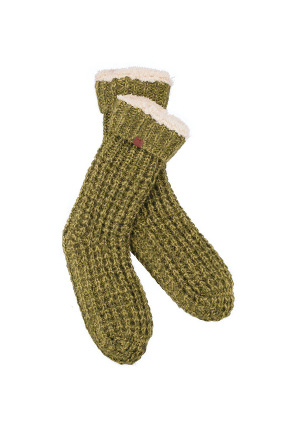 bickley mitchell Chunky Waffle Knit Teddy Lined Slipper Socks