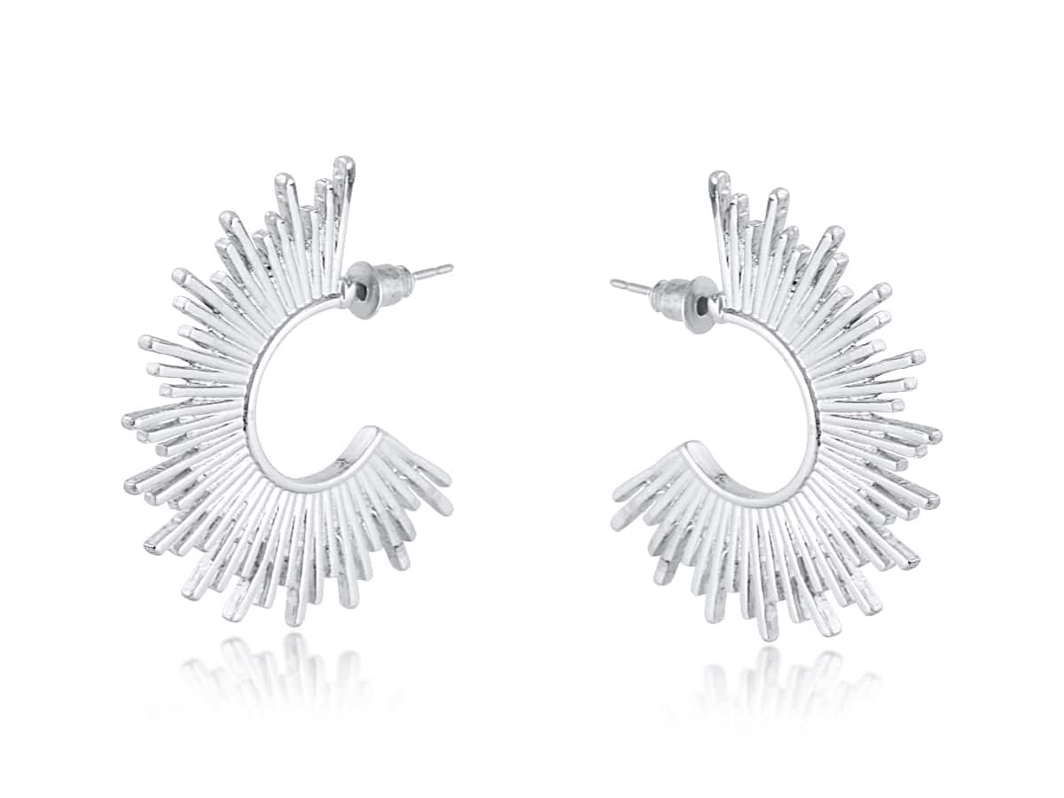 Big Metal London Amanda Half Disc Sunburst Earrings