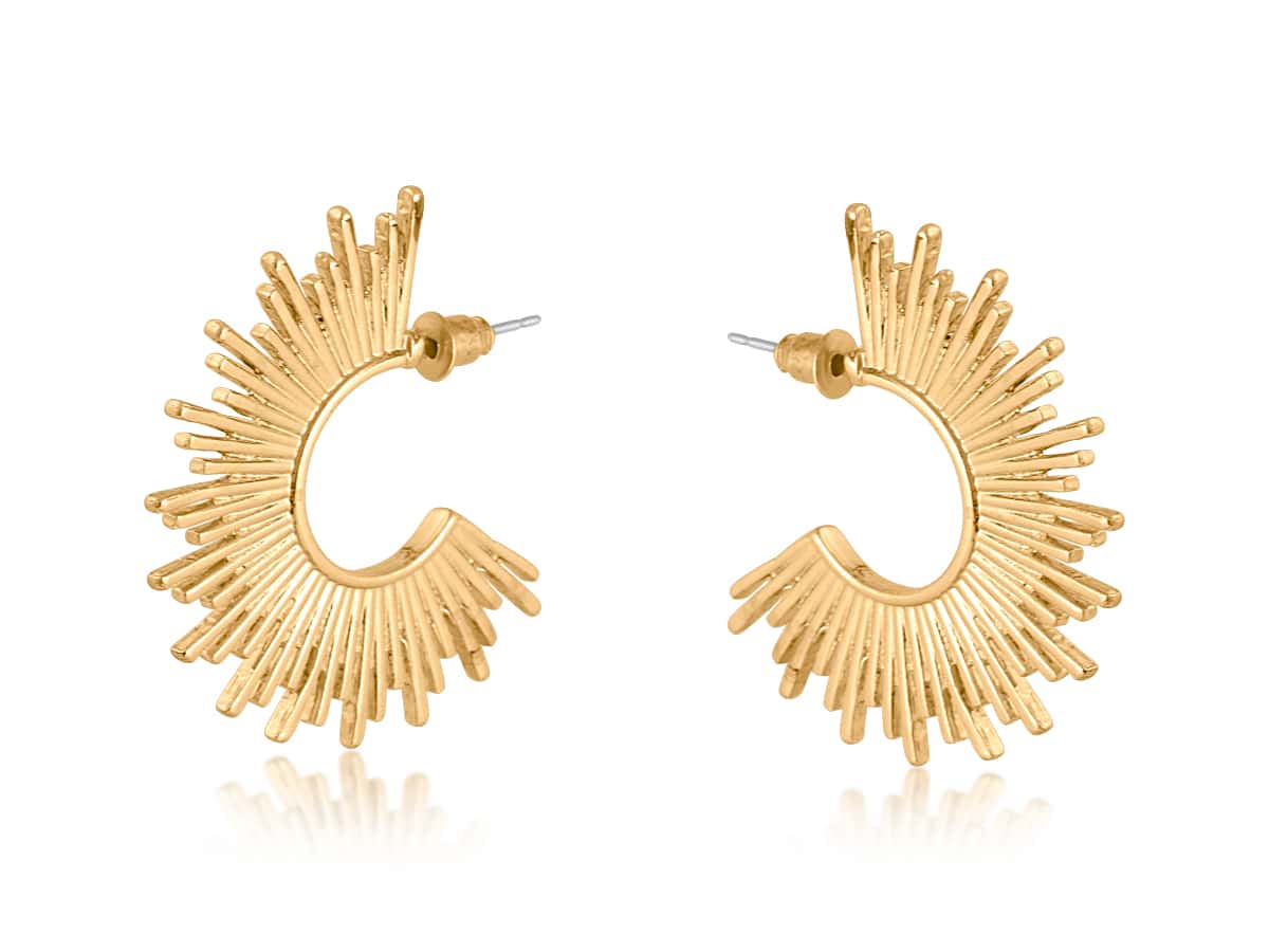 big metal london Amanda Half Disc Sunburst Earrings