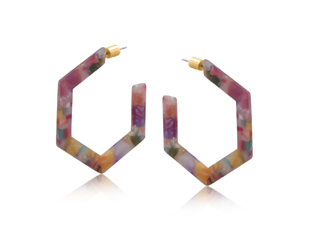 Big Metal London Austin Resin Hexagonal Earrings 3745