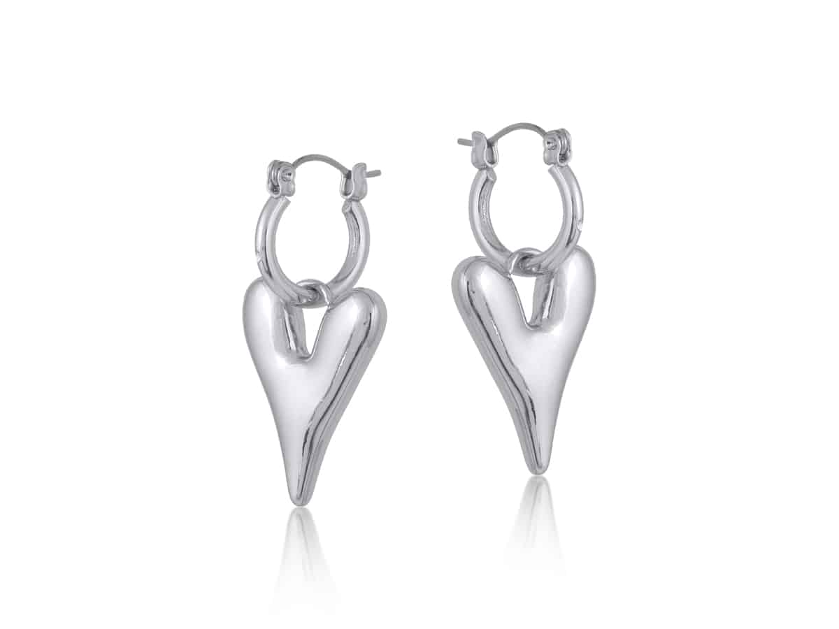 Big Metal London Daria Puff Heart Hoop Earrings