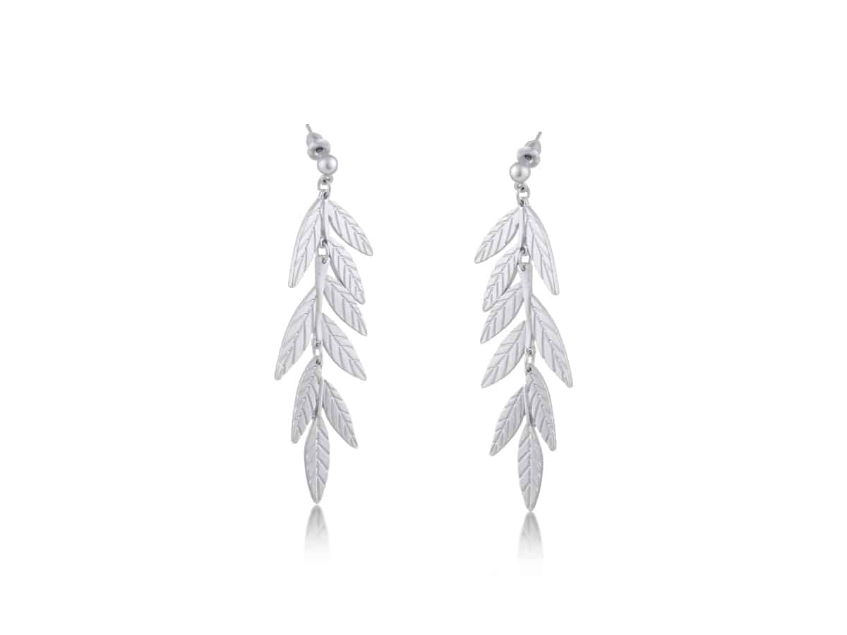 Big Metal London Freya Long Leaf Dangle Earrings