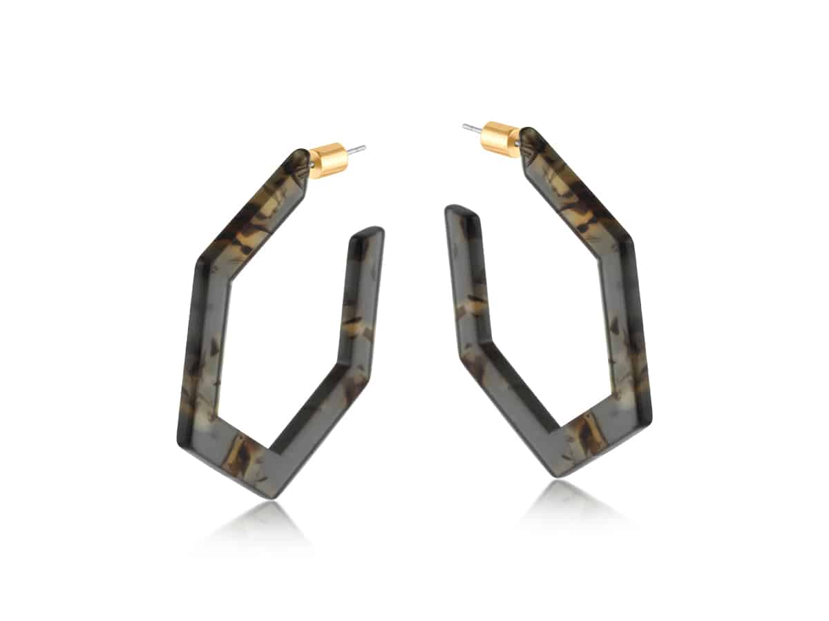 Big Metal London Ilona Resin Hexagonal Earrings