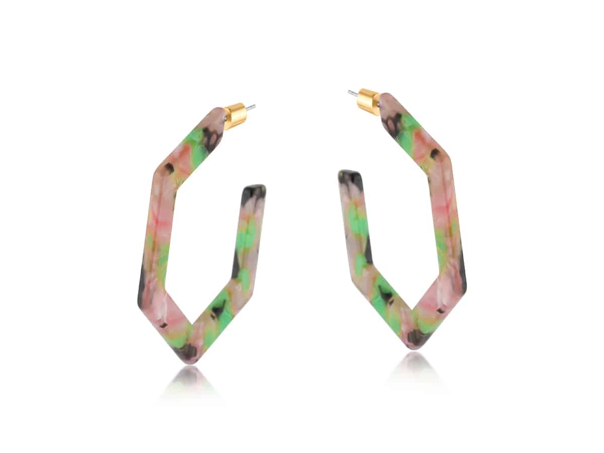 Big Metal London Ilona Resin Hexagonal Earrings