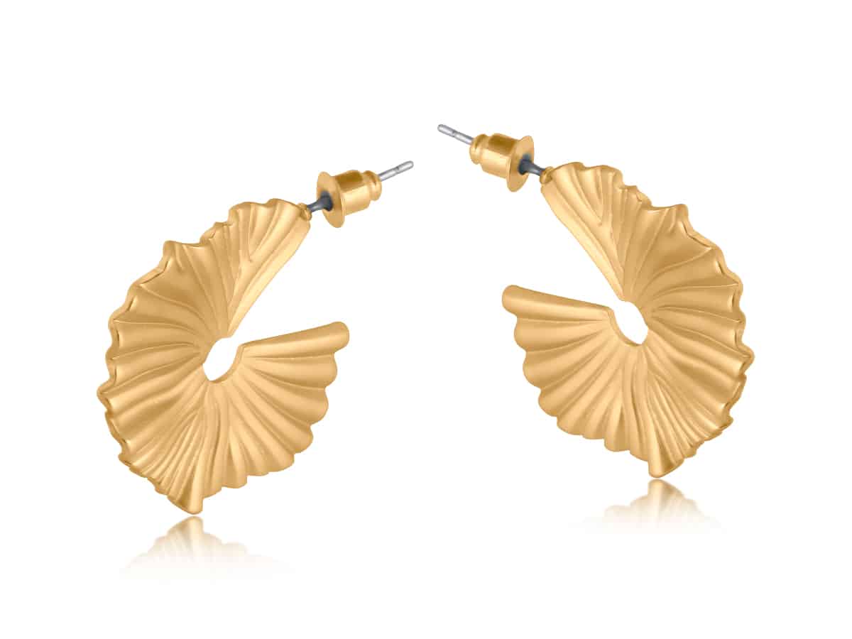 big metal london Julia Gynko Leaf Hoop Earrings
