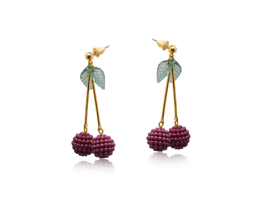 Big Metal London Lilly Beaded Cherry Earrings 3741