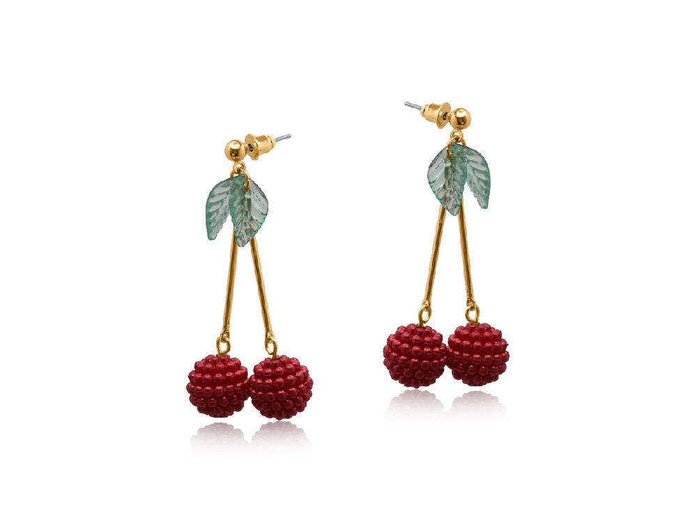 Big Metal London Lilly Beaded Cherry Earrings 3741