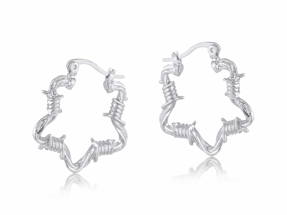 Big Metal London Sylvana Barbwire Star Earrings