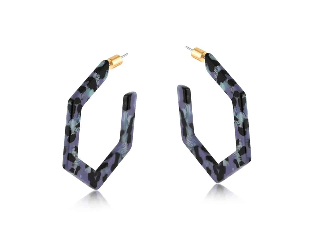 Big Metal London Sylvia Resin Hexagonal Earrings