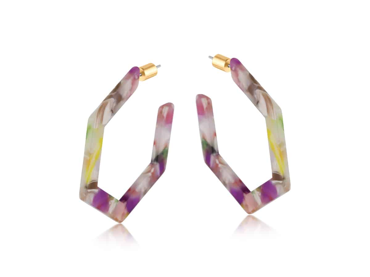 Big Metal London Sylvia Resin Hexagonal Earrings