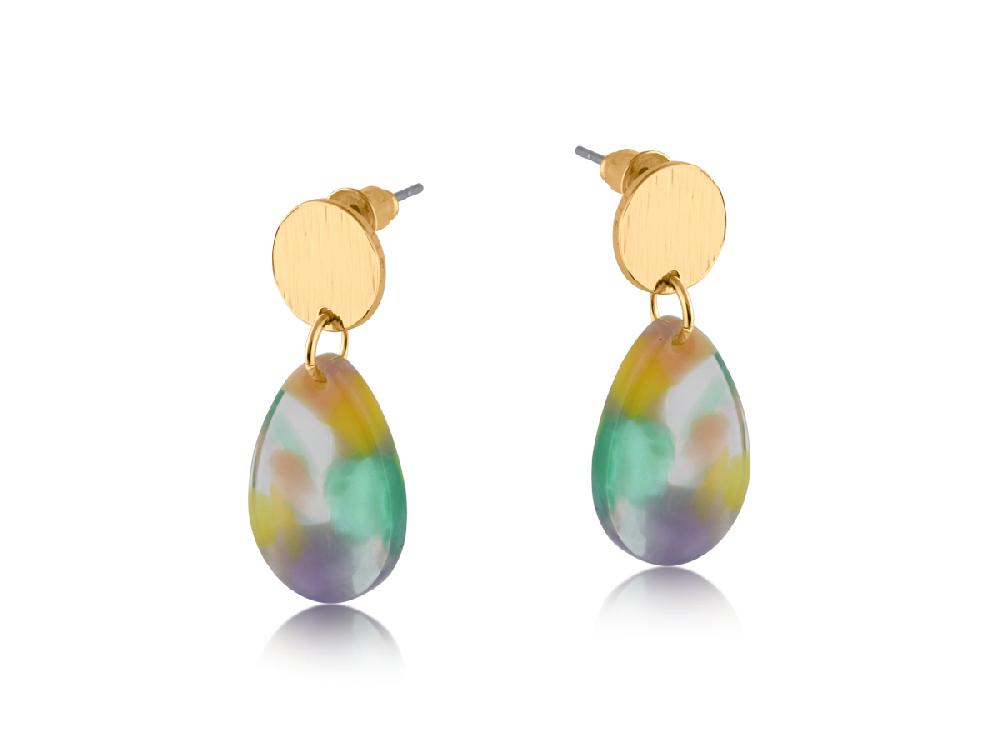 big metal london Caspia Mixed Metal And Resin Drop Earrings 3722