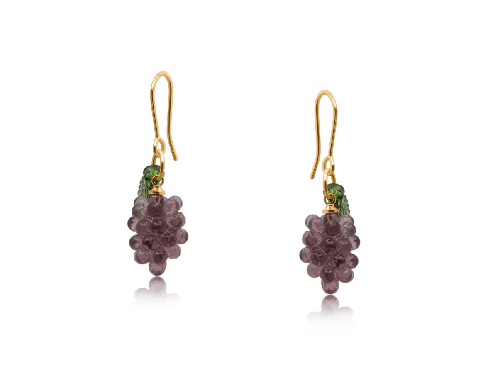 Big Metal London Dionysus Bunch Of Grapes Dangle Earrings 3736
