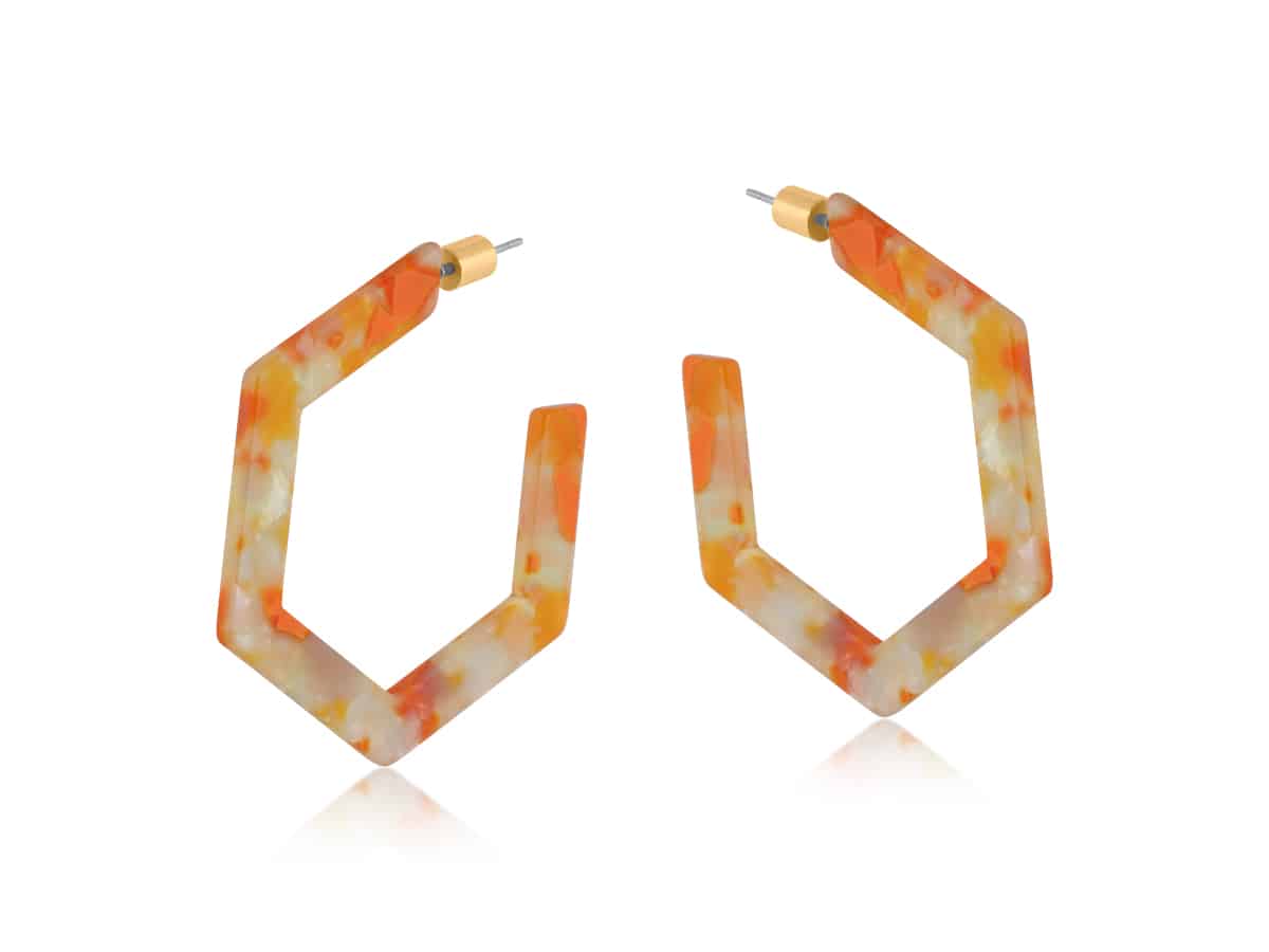 Big Metal London Emma Resin Hexagon Statement Hoop Earrings