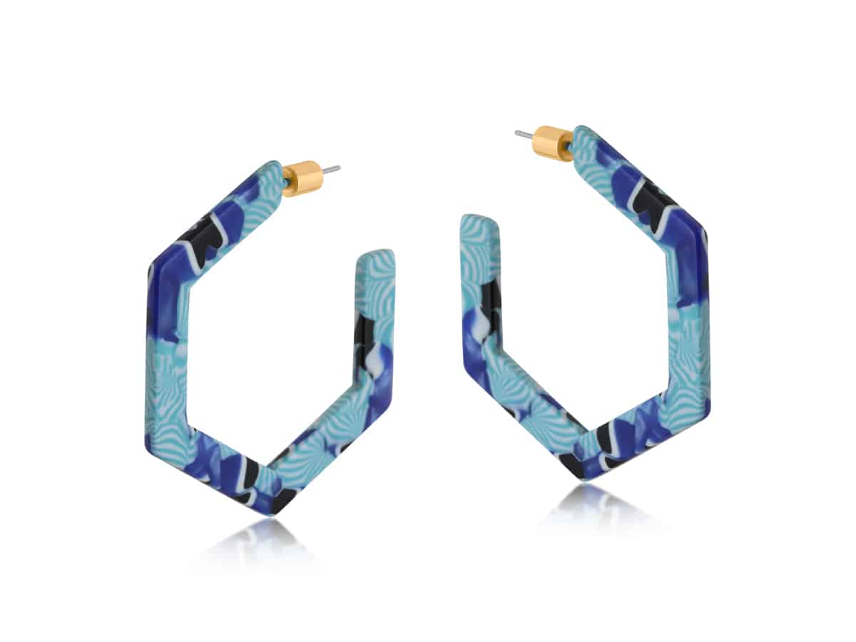Big Metal London Emma Resin Hexagon Statement Hoop Earrings