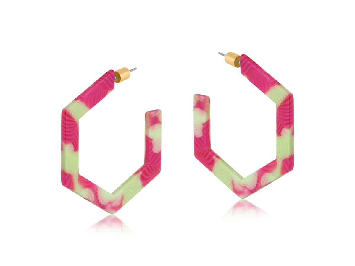 big metal london Emma Resin Hexagon Statement Hoop Earrings