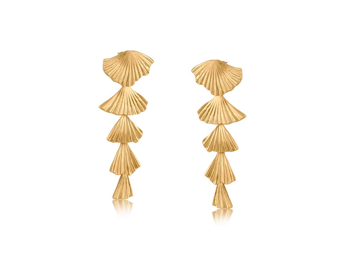 big metal london Freya Fan Drop Long Tiered Earrings