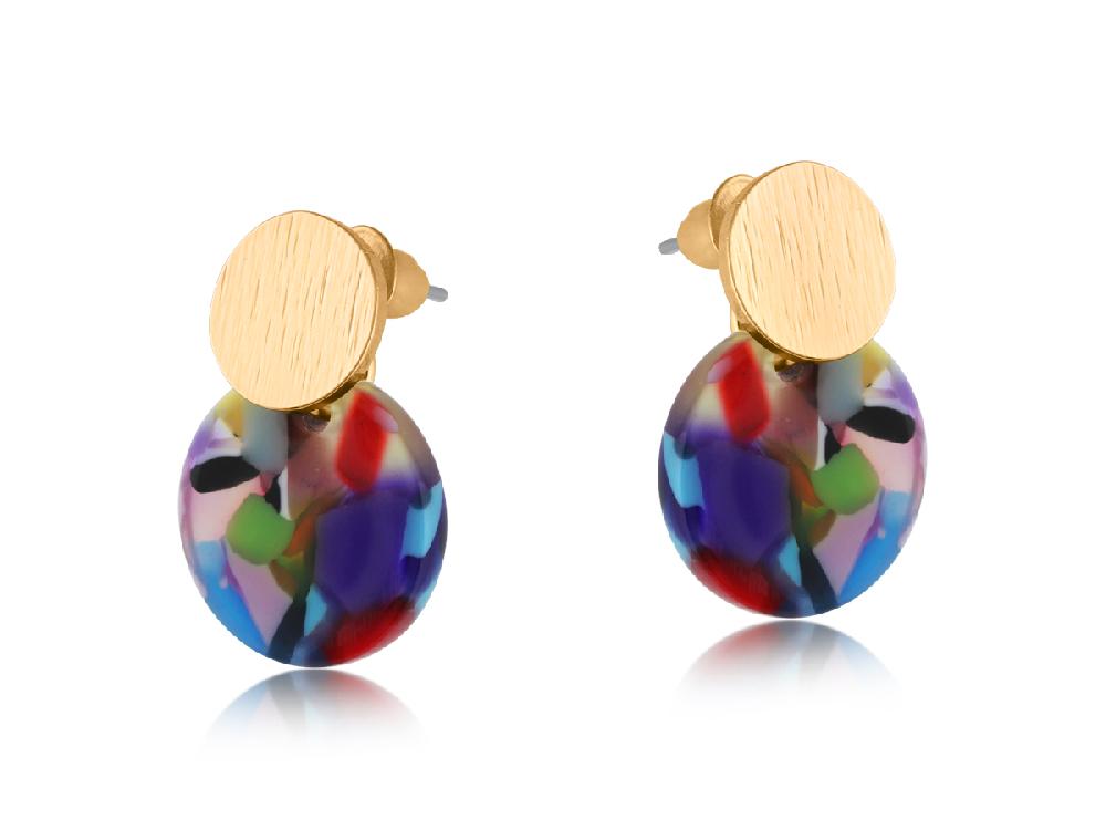 Big Metal London Hope Metal And Resin Small Disc Earrings 3717