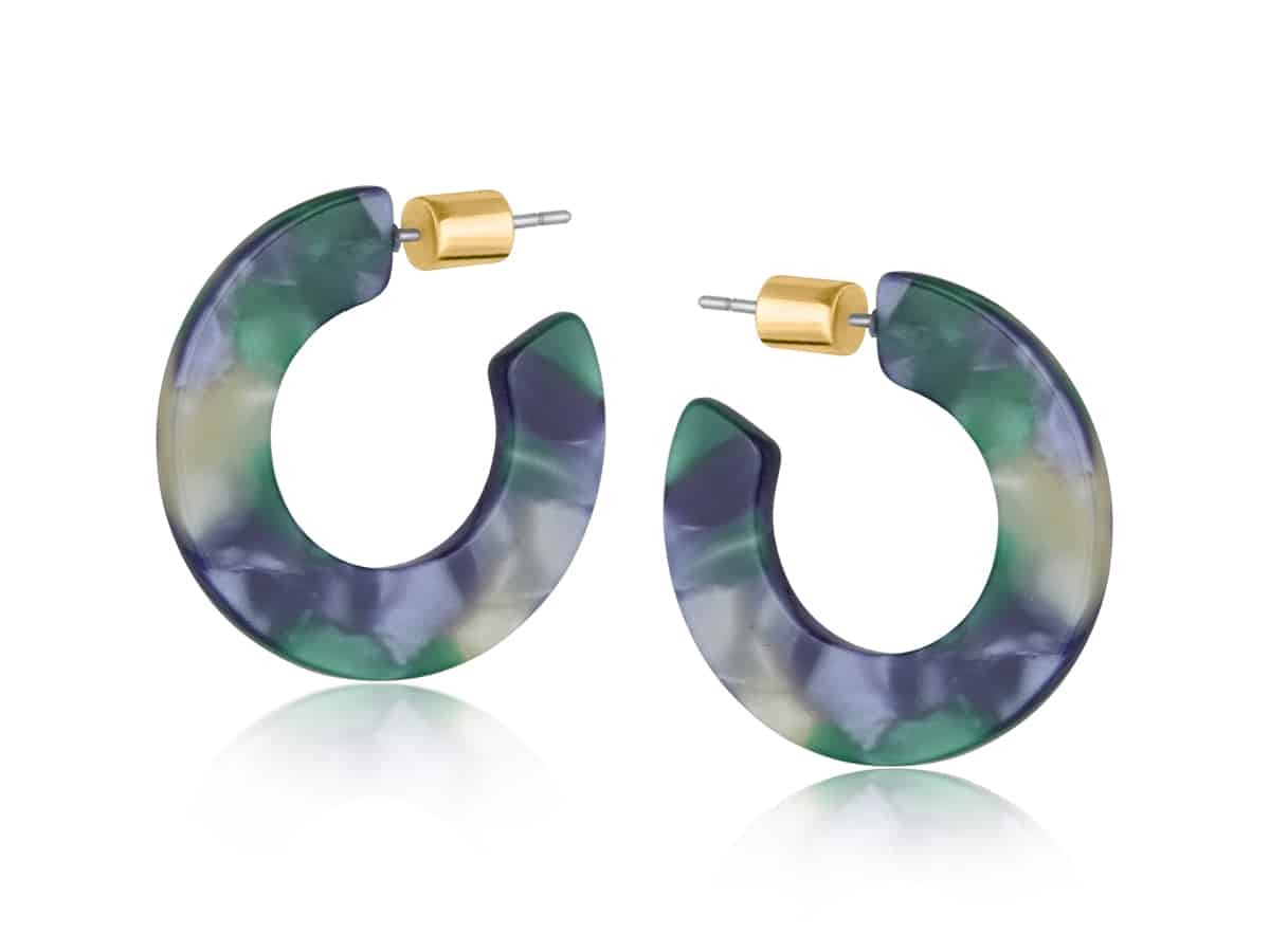 Big Metal London Hortense Flat Oval Resin Hoop Earrings