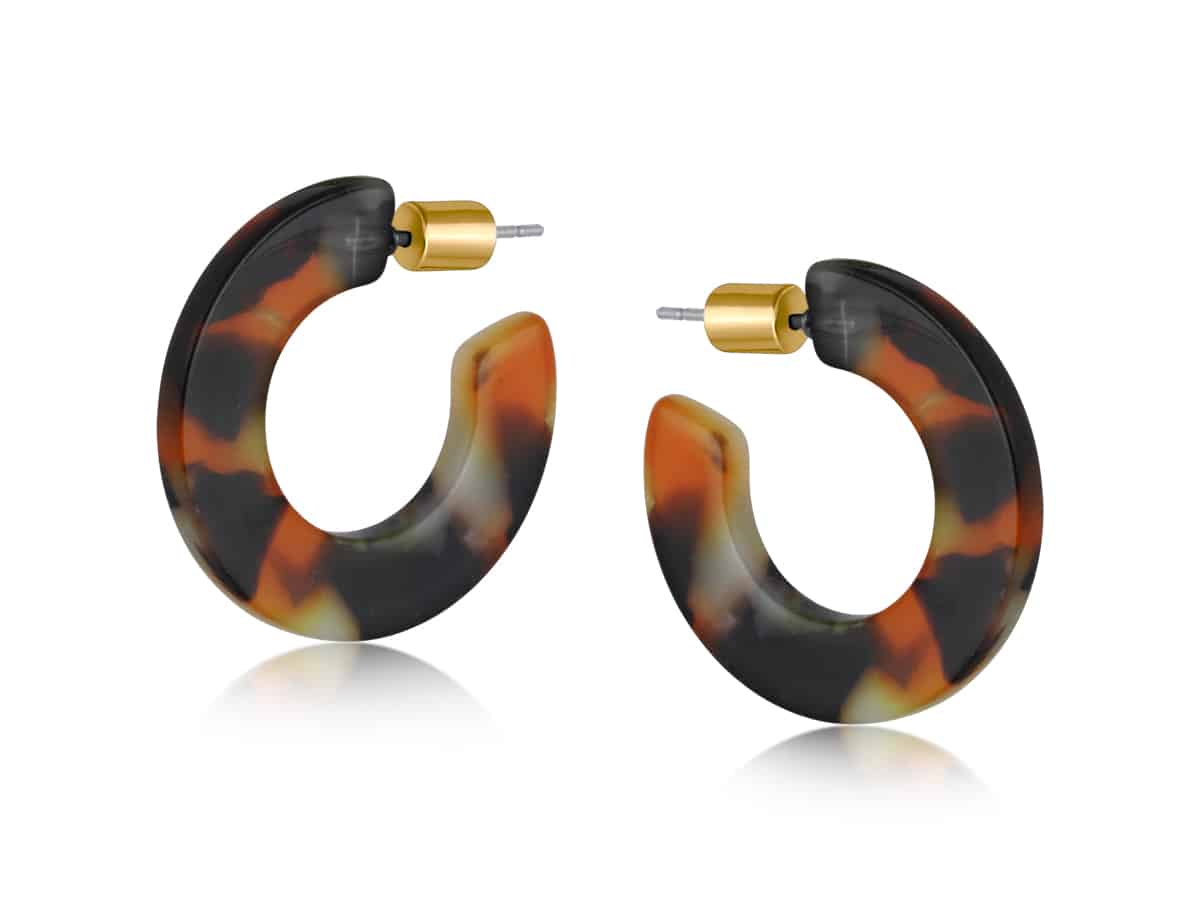 Big Metal London Hortense Flat Oval Resin Hoop Earrings