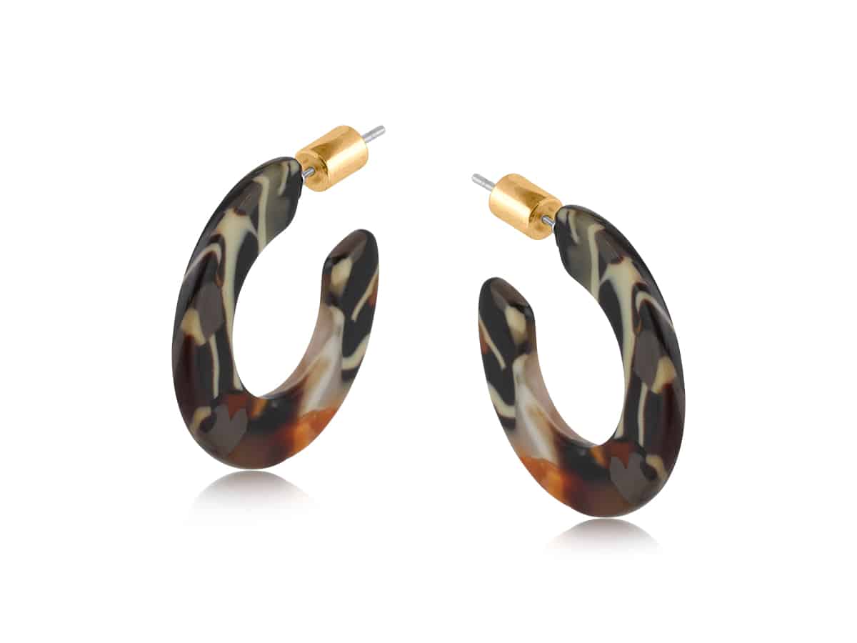 Big Metal London Hortense Flat Oval Resin Hoop Earrings