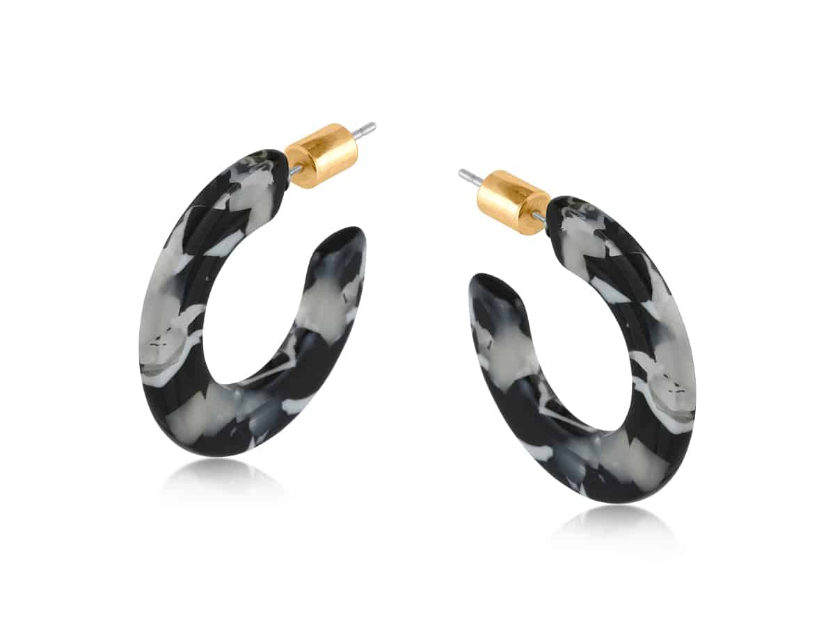 Big Metal London Hortense Flat Oval Resin Hoop Earrings