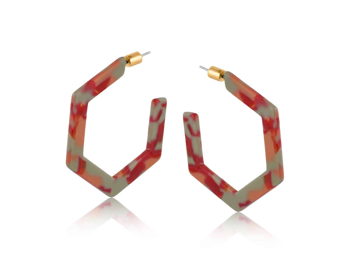 big metal london Hortense Resin Hexagon Statement Hoop Earrings
