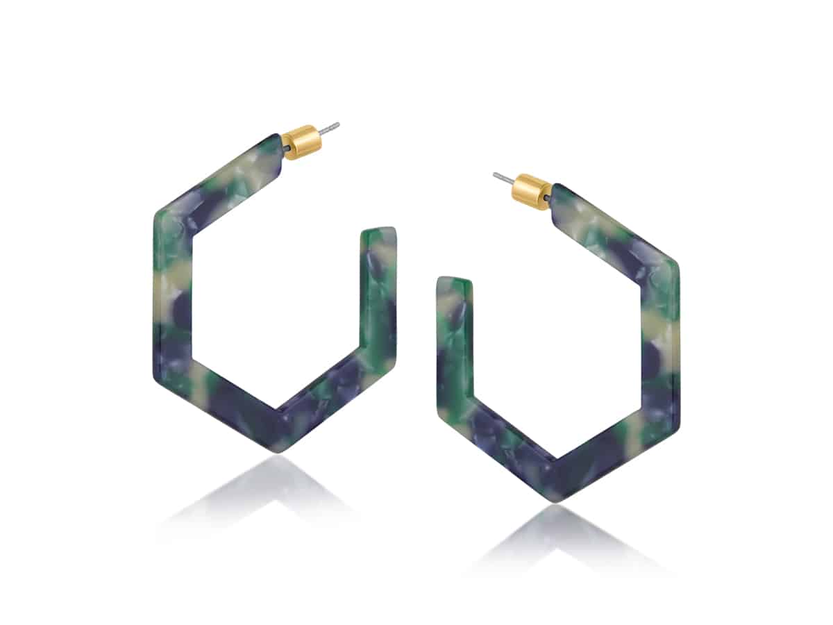 big metal london Hortense Resin Hexagon Statement Hoop Earrings