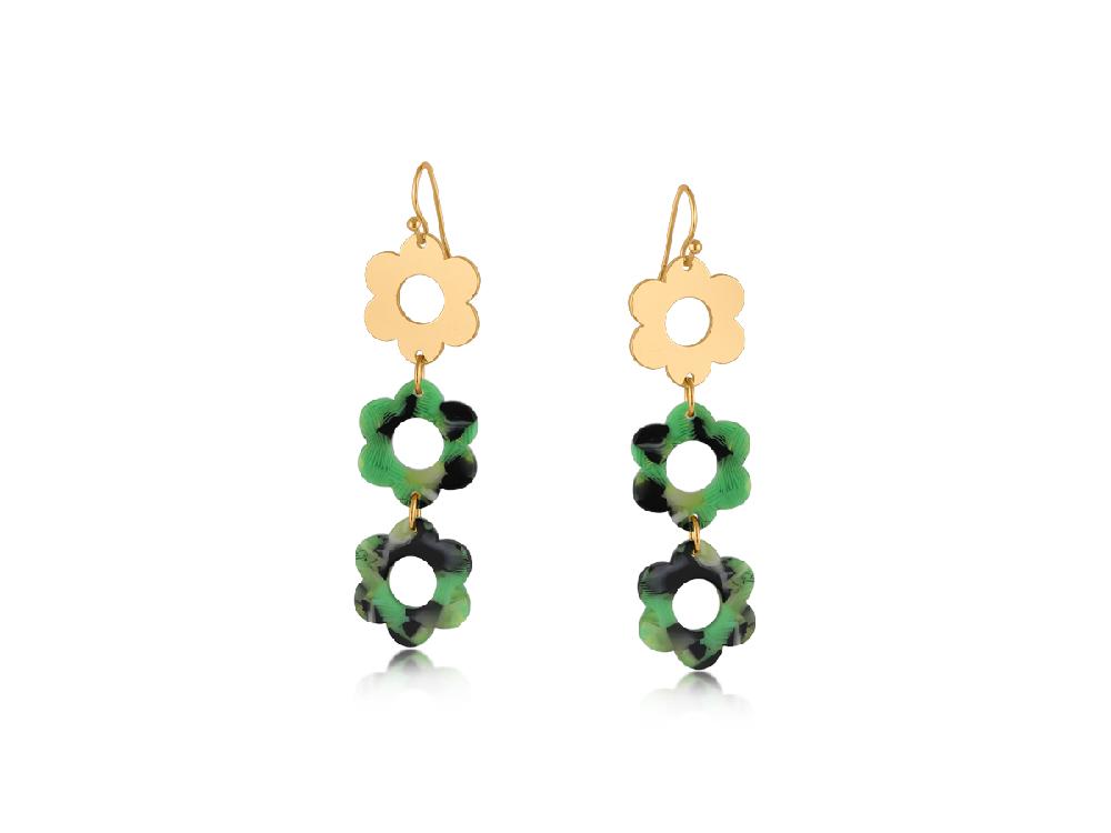 Big Metal London Isabella Floral Metal And Resin Drop Earrings 3725