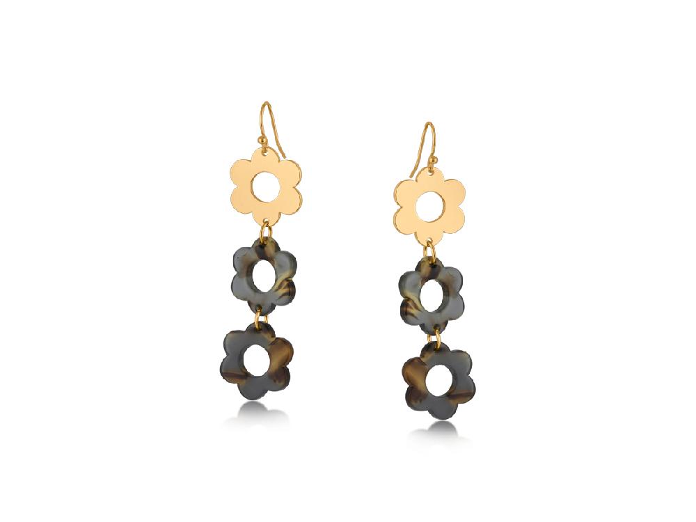 Big Metal London Isabella Floral Metal And Resin Drop Earrings 3725