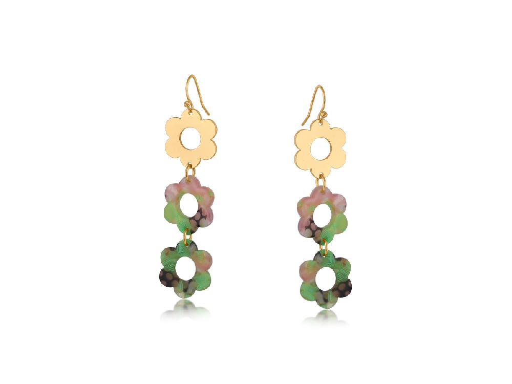 big metal london Isabella Floral Metal And Resin Drop Earrings 3725