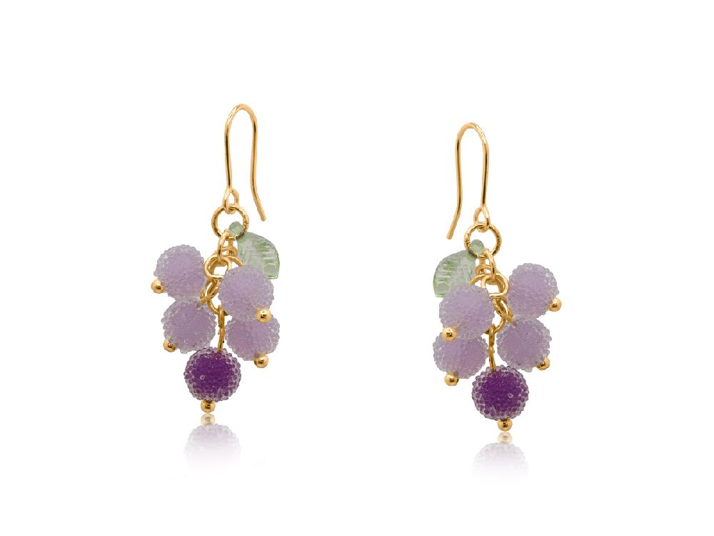 Big Metal London Isola Loza Bunch Of Frosted Grapes Earrings 3730