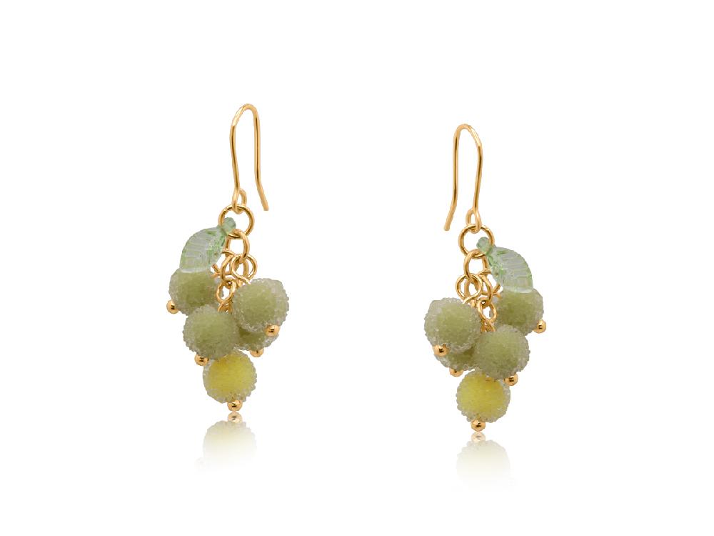 Big Metal London Isola Loza Bunch Of Frosted Grapes Earrings 3730