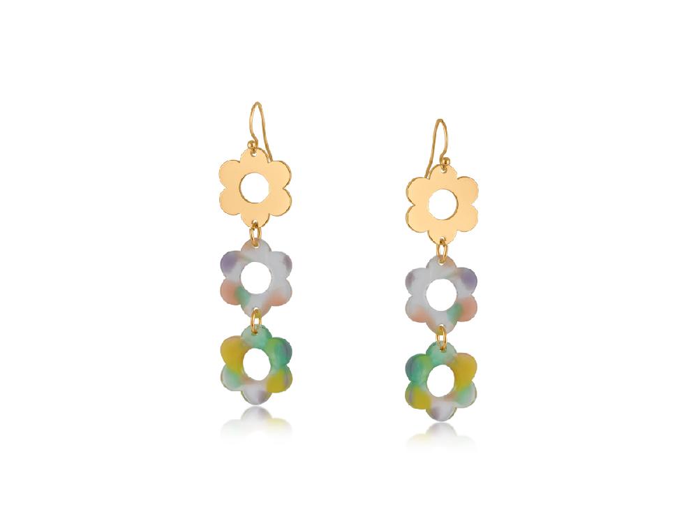 big metal london Lola Long Dange Metal And Resin Floral Earrings 3719