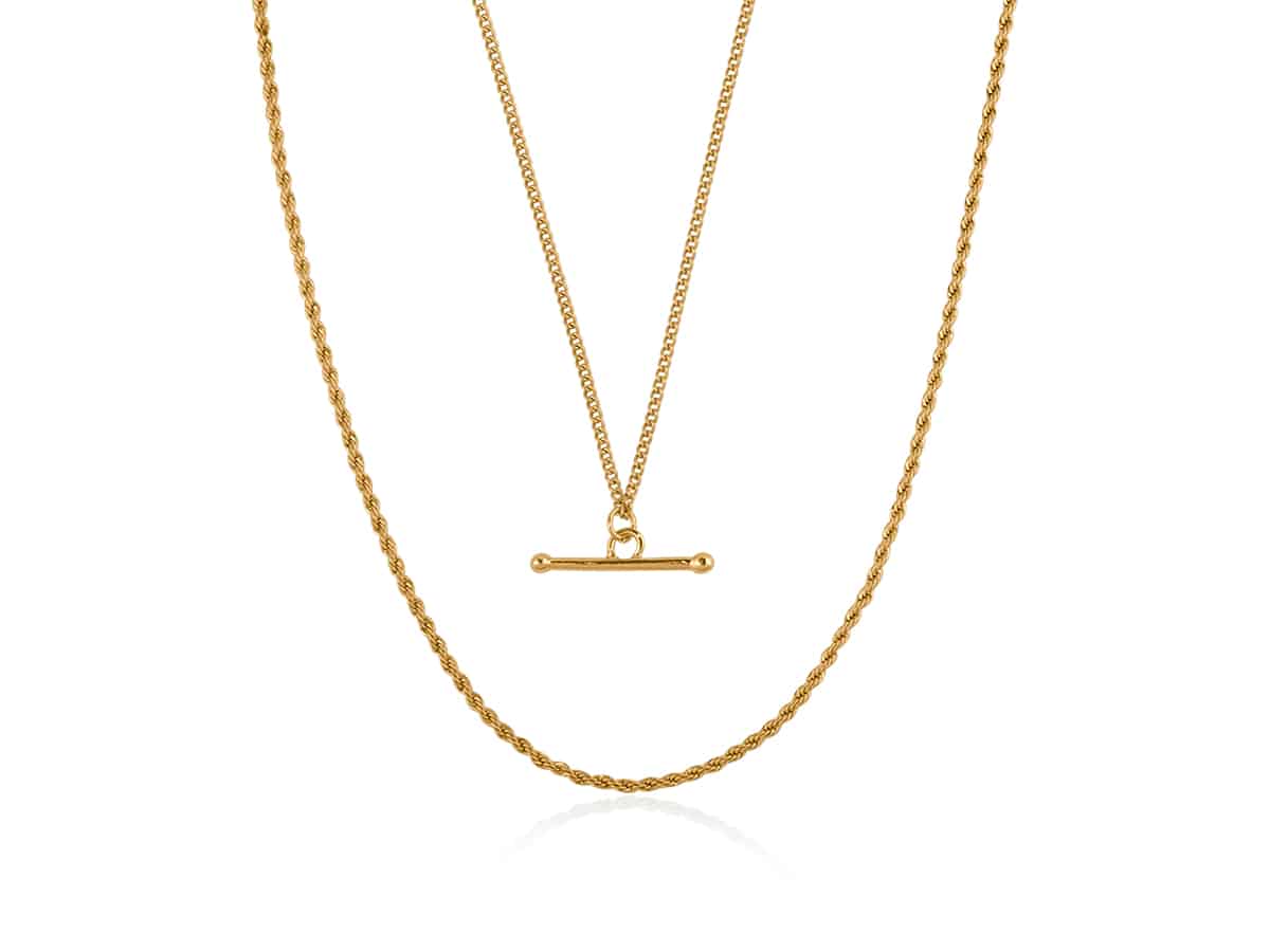 big metal london Marina Two Layered Chain Long Necklace With T-bar