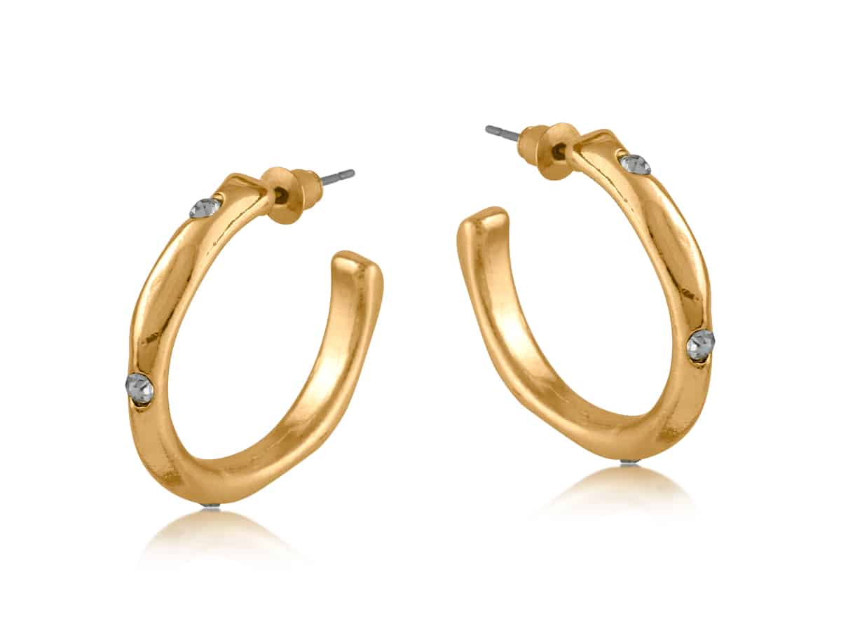 big metal london Pamela Encrusted Organic Shape Hoop Earrings