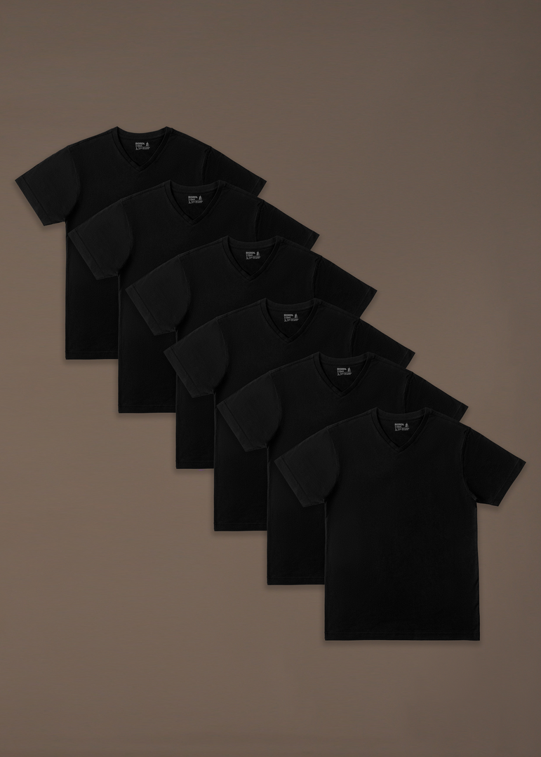 bigben V-Neck Undershirt Pack of 6 Black