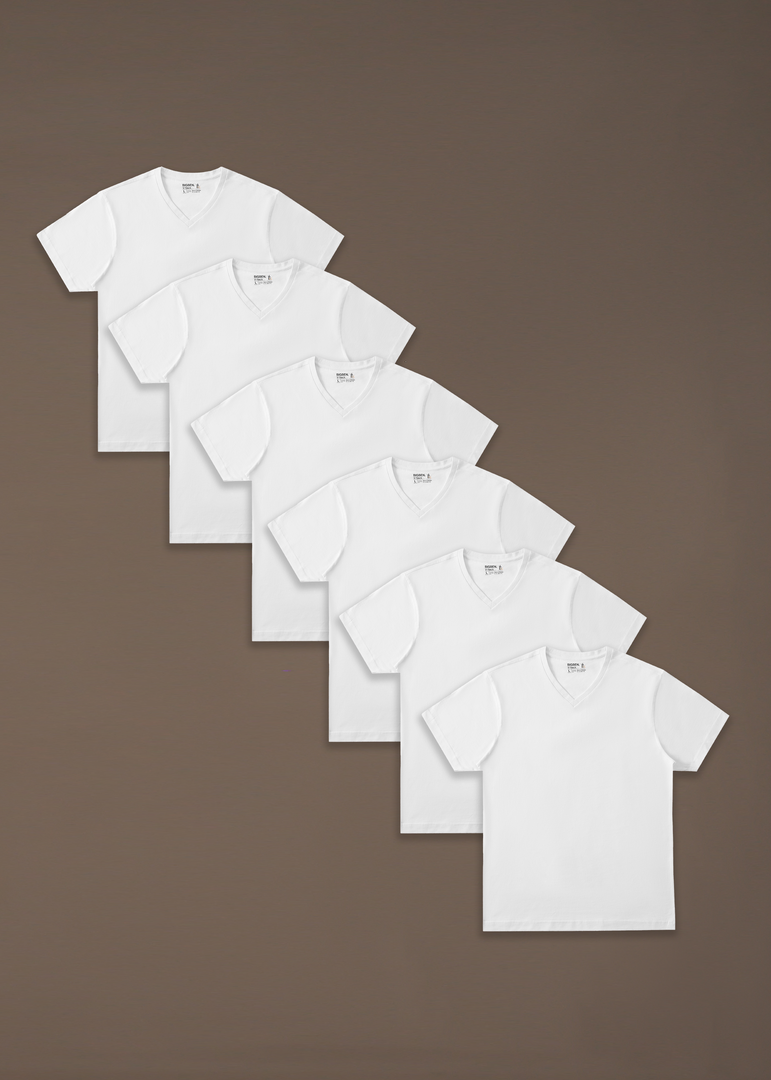 bigben V-Neck Undershirt Pack of 6 White