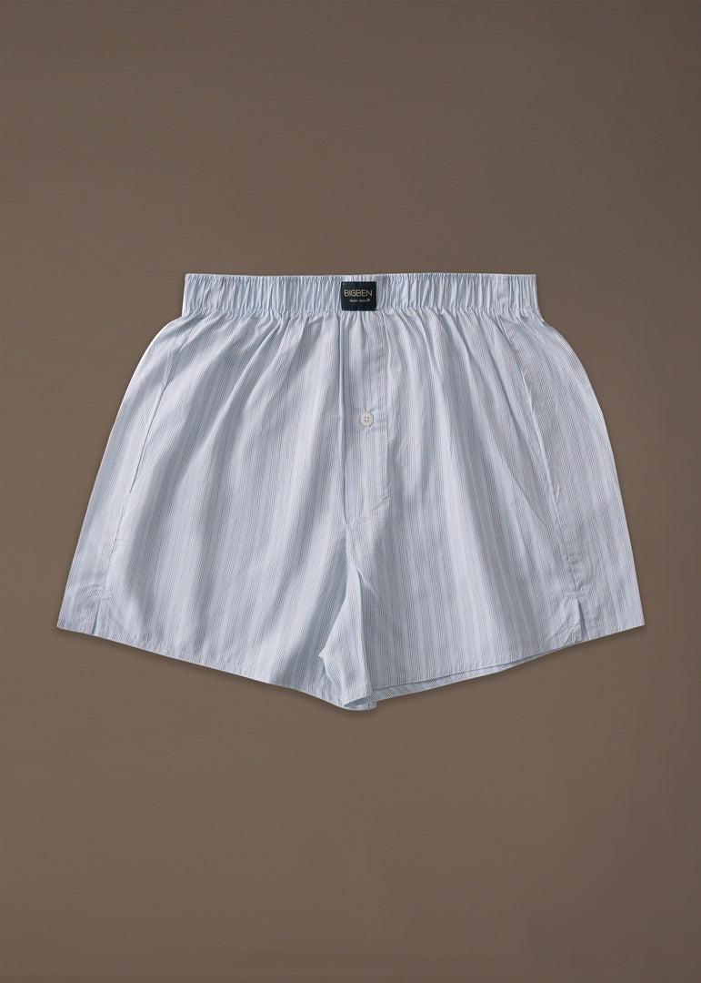 Bigben Woven Boxers White/Blue/Brown Stripes
