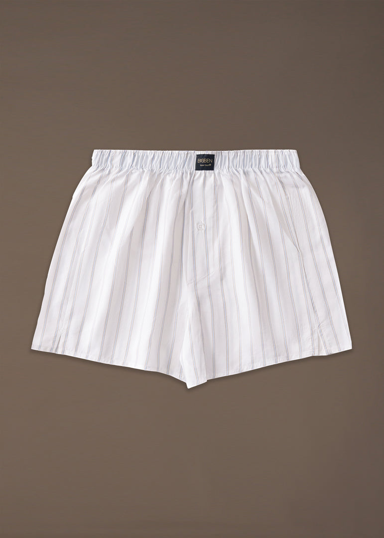 bigben Woven Boxers White/Blue/Brown Stripes