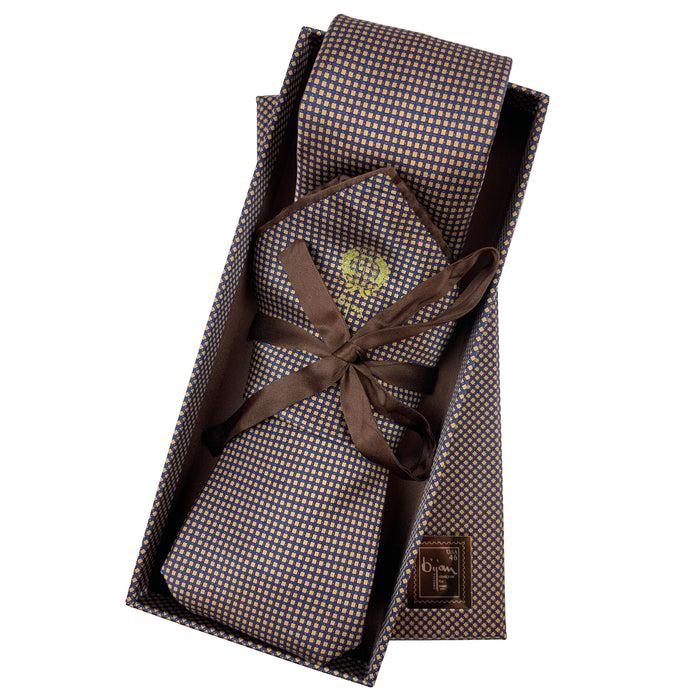 bijan Bijan Brown Pure Silk Tie Set