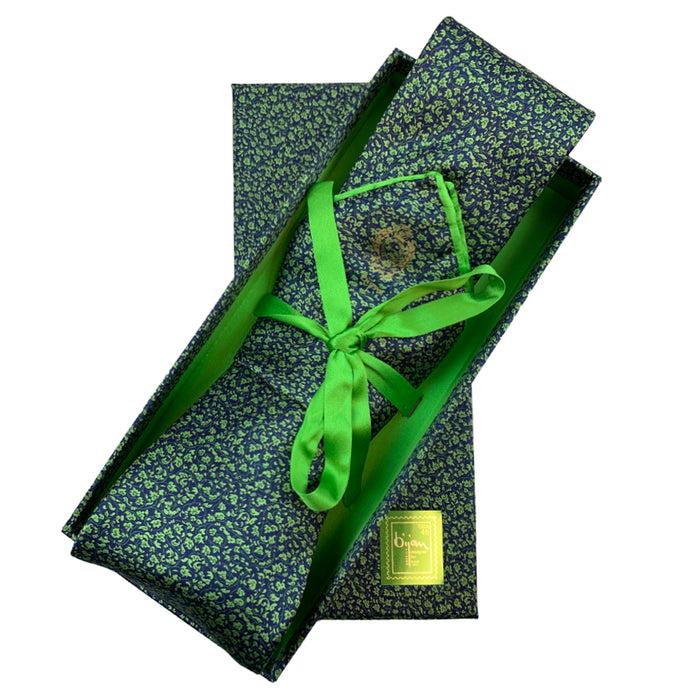 bijan Bijan Green Pure Silk Tie Set