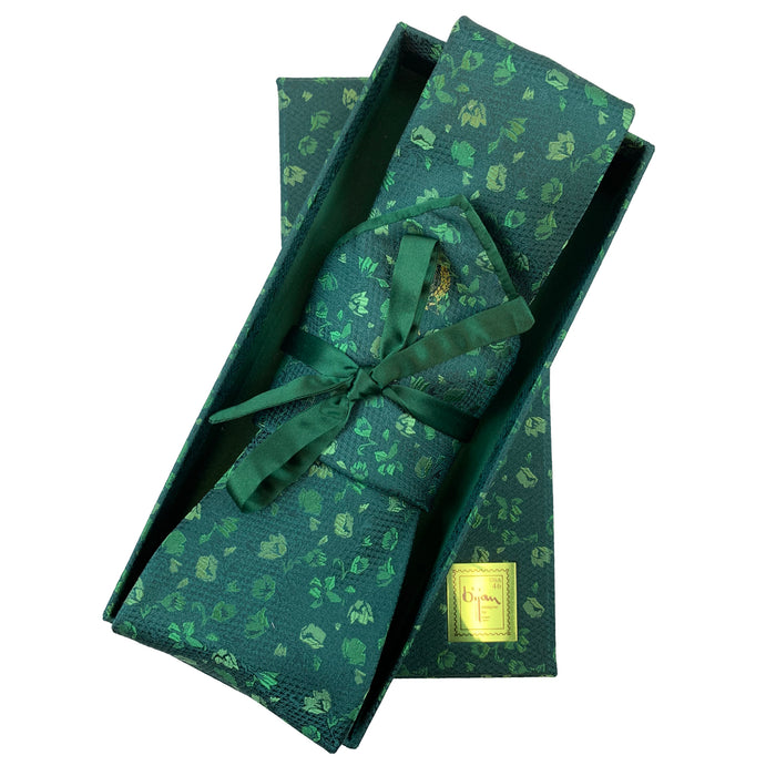 bijan Bijan Green Pure Silk Tie Set