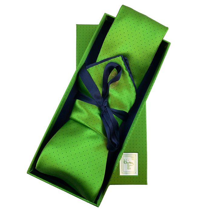 bijan Bijan Green Pure Silk Tie Set