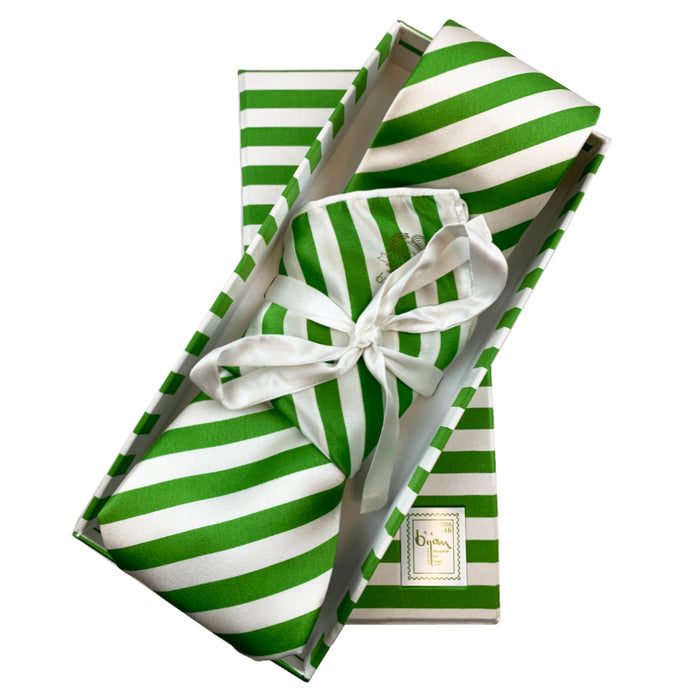 bijan Bijan Ivory and Green Pure Silk Tie Set