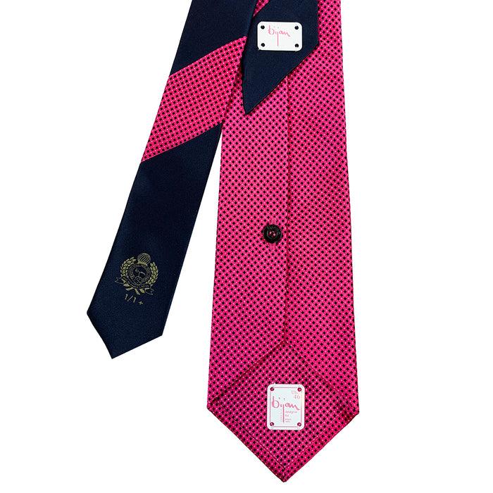 Bijan Bijan Pink And Navy Pure Silk Tie Set