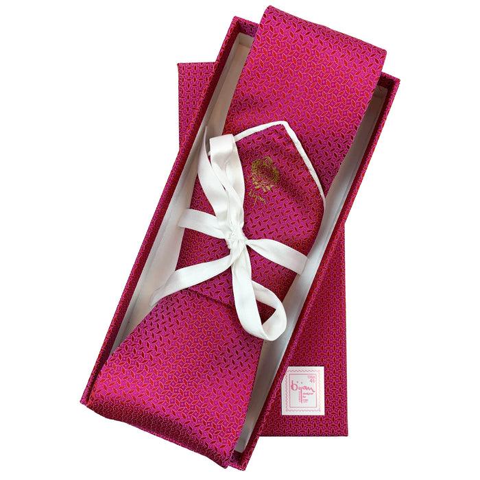 bijan Bijan Pink Pure Silk Tie Set