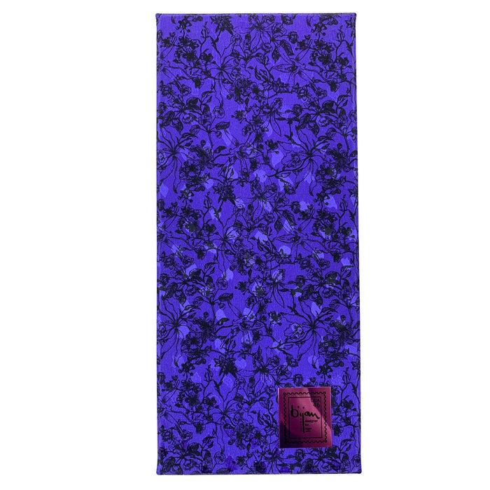 Bijan Bijan Purple Floral Print Pure Silk Tie Set
