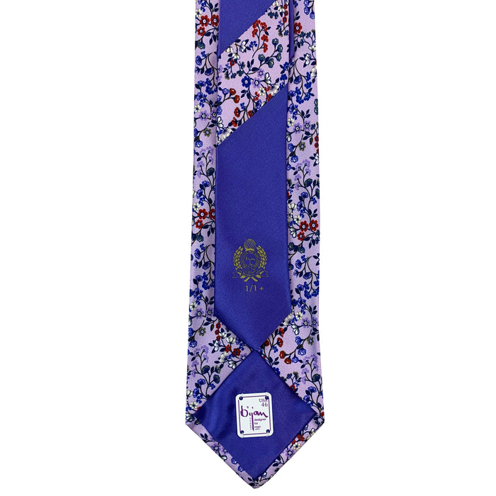 Bijan Bijan Purple Floral Pure Silk Tie Set