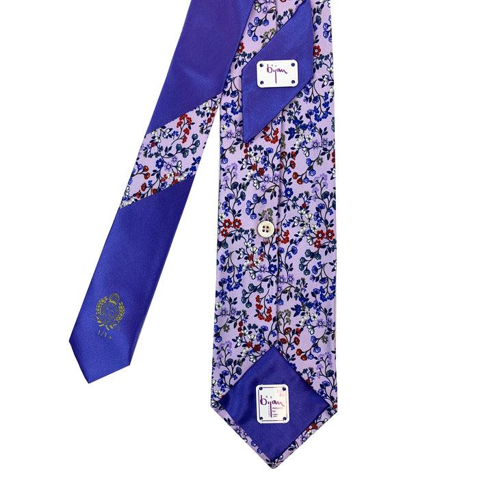 Bijan Bijan Purple Floral Pure Silk Tie Set